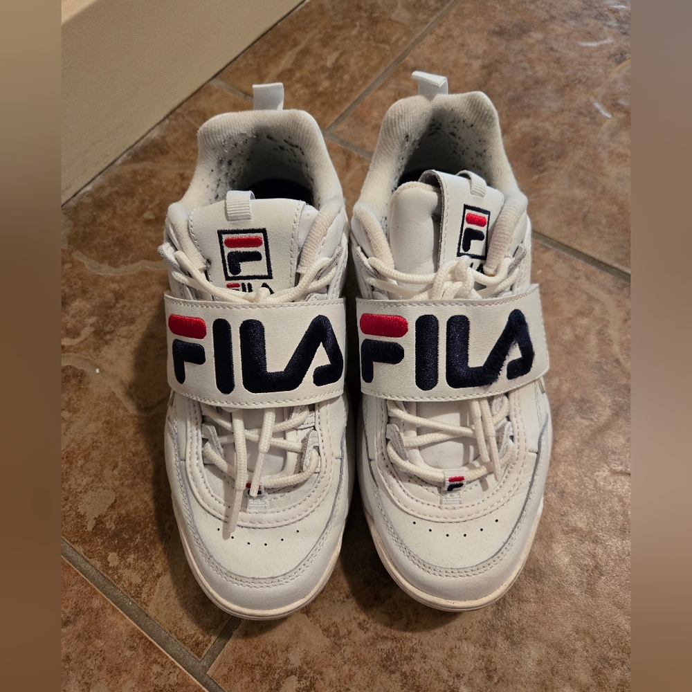 Fila White Sneakers with Logo Size 7.5